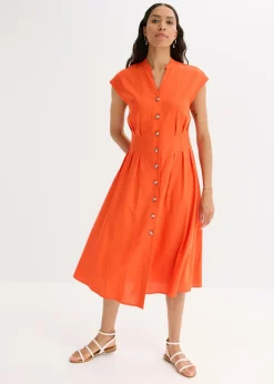 Vestido midi de mezcla de lino ligero
