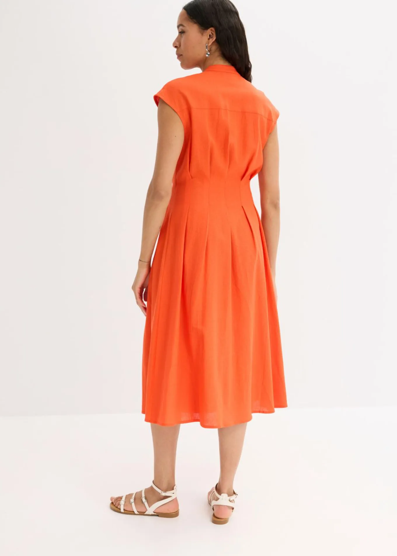 Vestido midi de mezcla de lino ligero