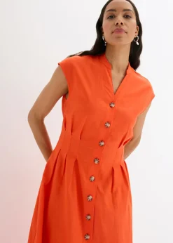 Vestido midi de mezcla de lino ligero