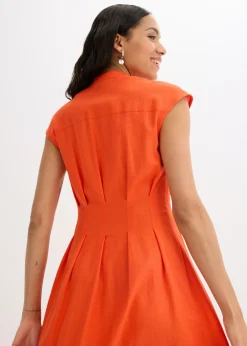 Vestido midi de mezcla de lino ligero