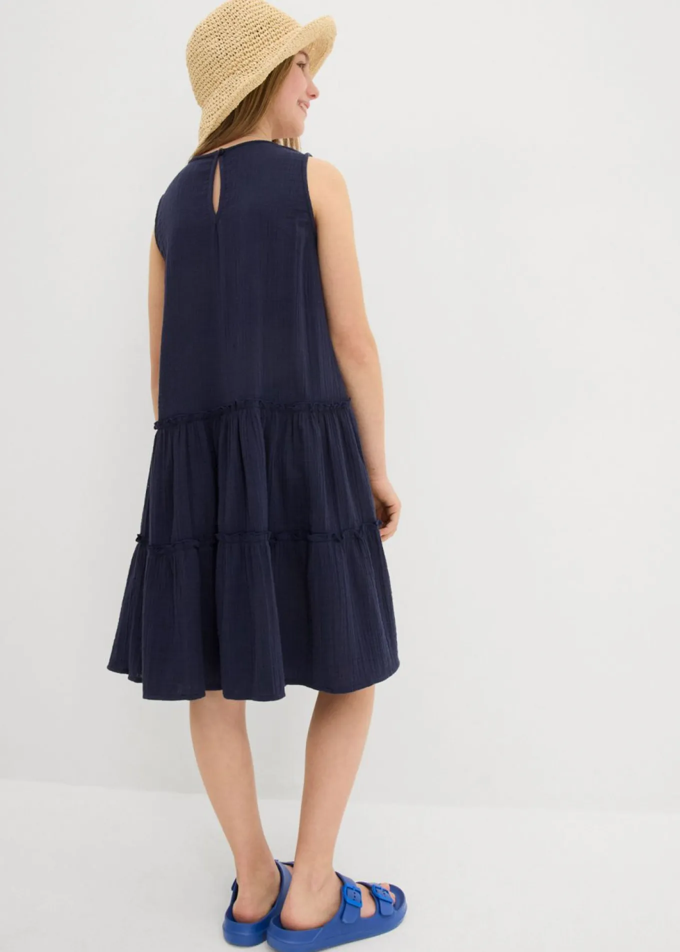 Vestido midi de muselina ligera