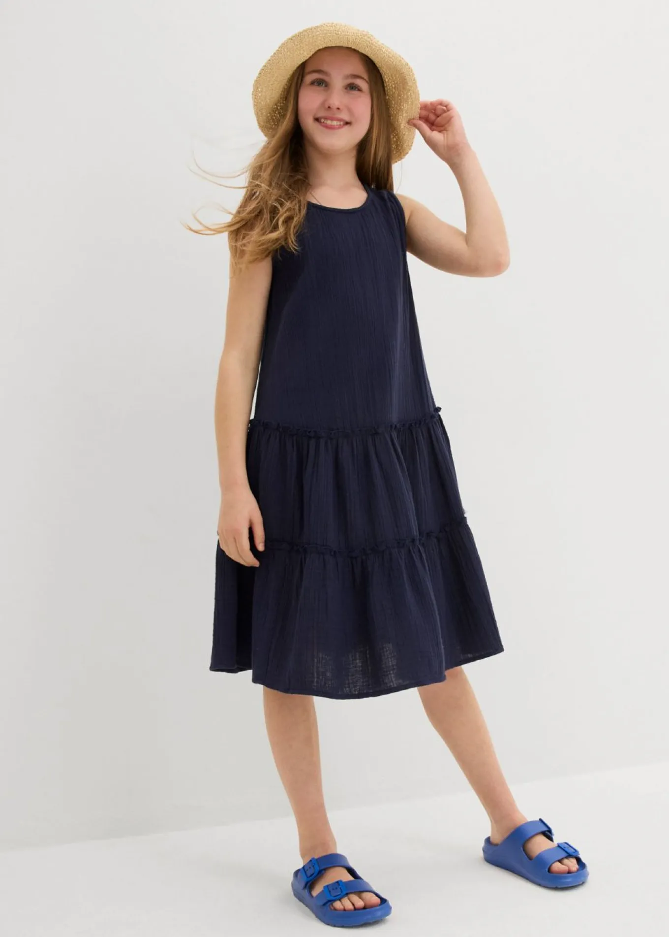 Vestido midi de muselina ligera