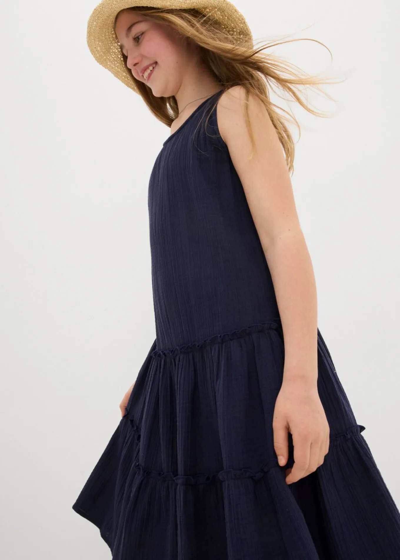 Vestido midi de muselina ligera