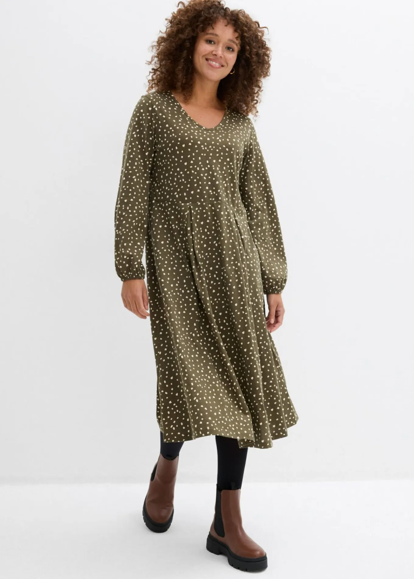 Vestido midi de punto de algodón