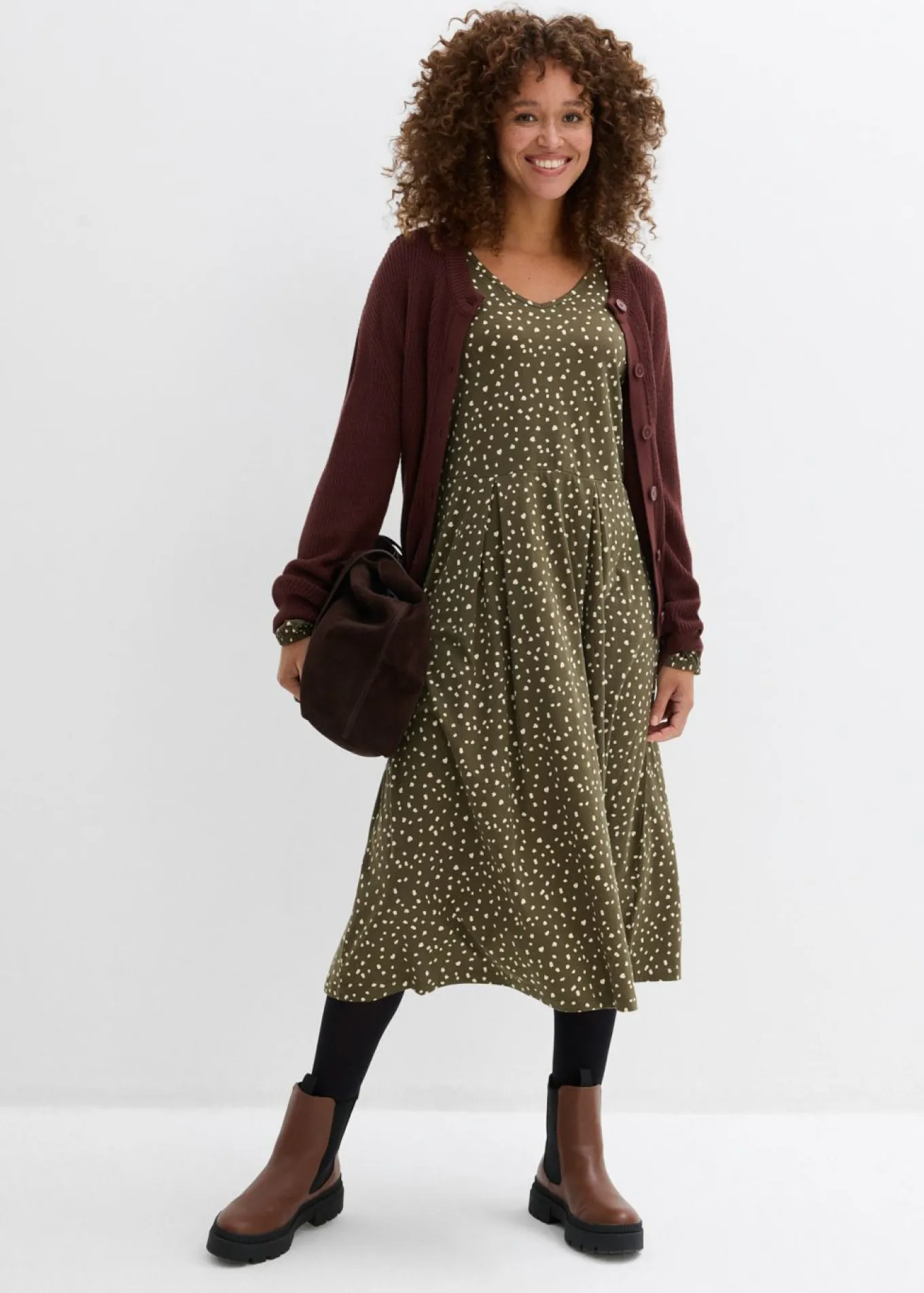 Vestido midi de punto de algodón