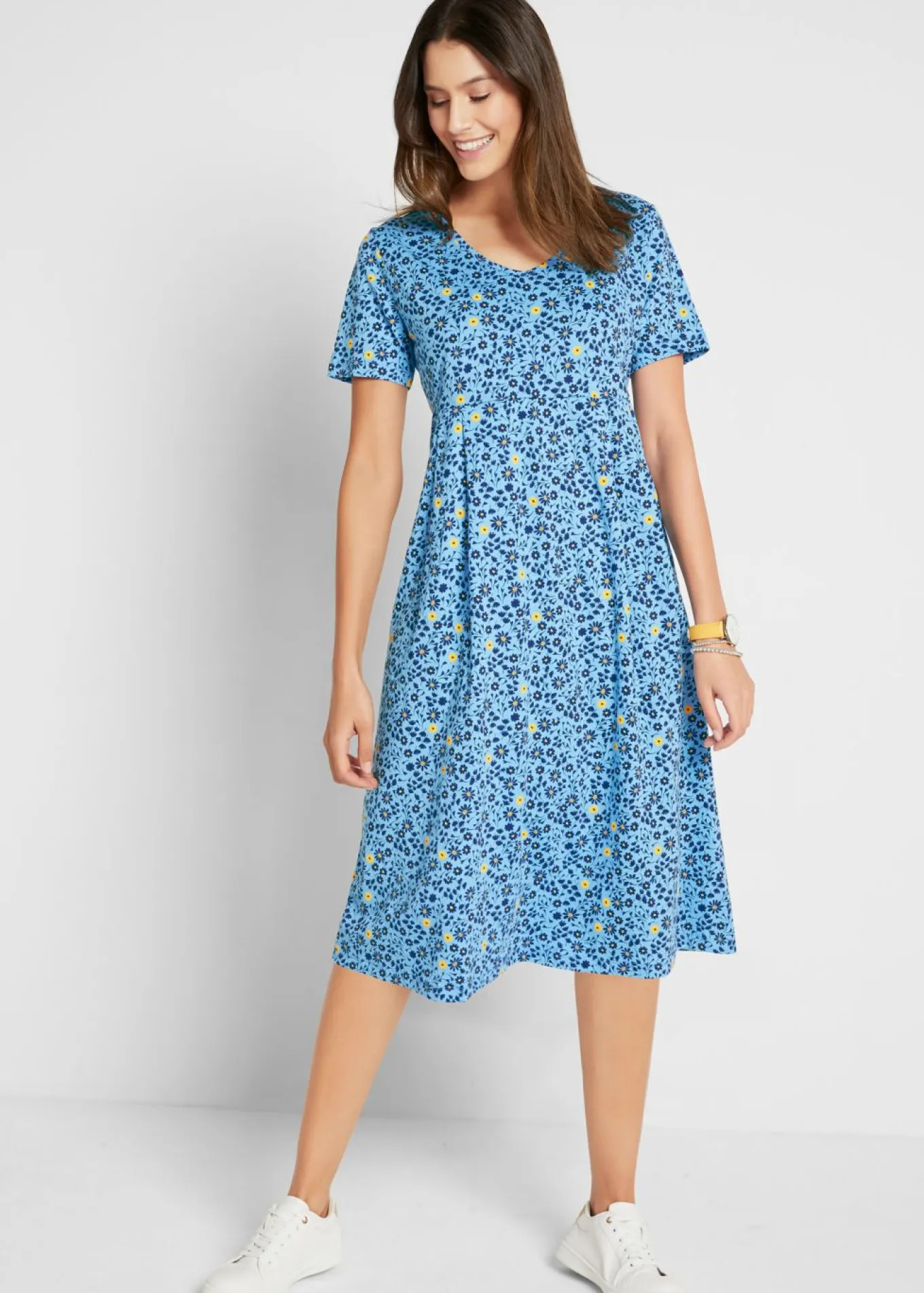 Vestido midi de punto de algodón
