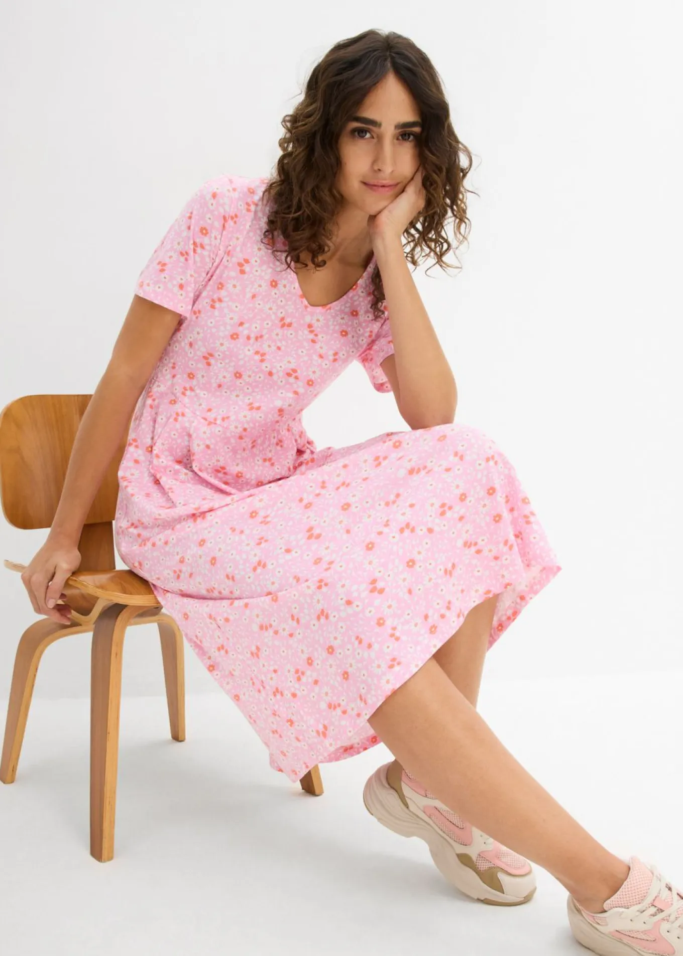 Vestido midi de punto de algodón