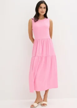 Vestido midi de punto estructurado con escote en la espalda