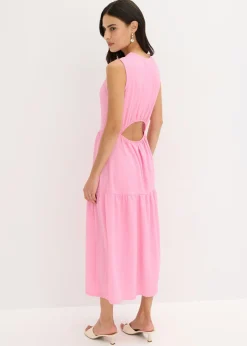 Vestido midi de punto estructurado con escote en la espalda