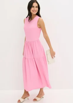 Vestido midi de punto estructurado con escote en la espalda