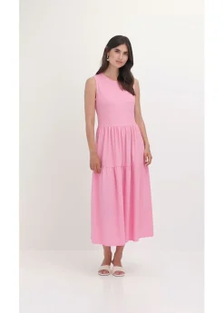 Vestido midi de punto estructurado con escote en la espalda