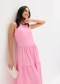 Vestido midi de punto estructurado con escote en la espalda