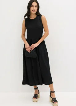 Vestido midi de punto estructurado con escote en la espalda