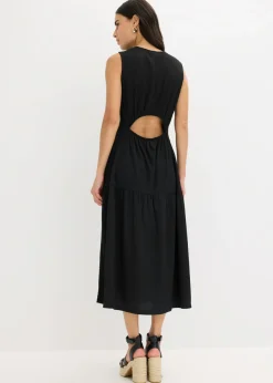 Vestido midi de punto estructurado con escote en la espalda