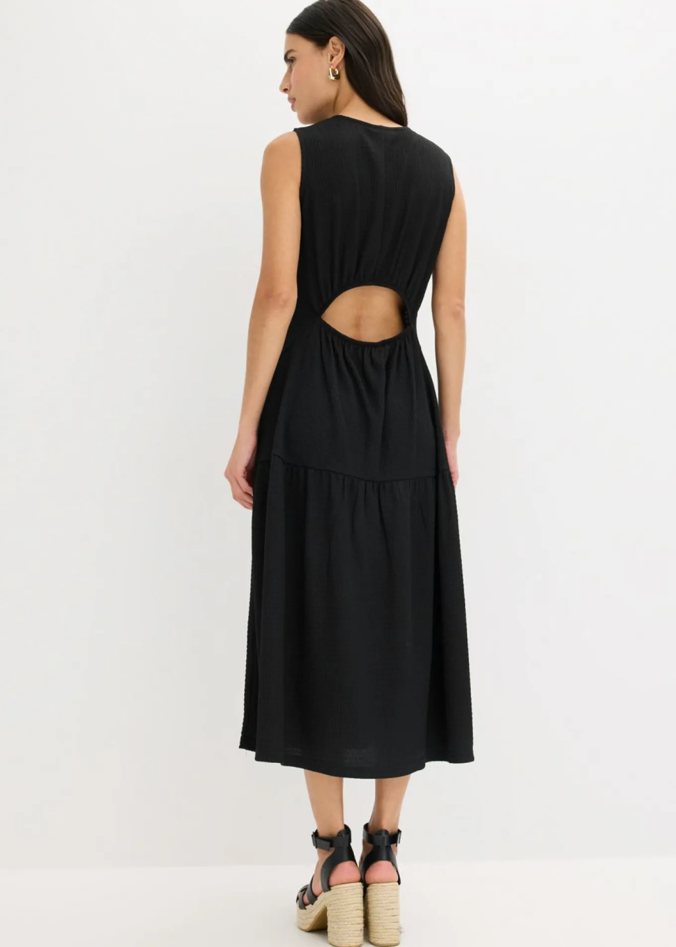 Vestido midi de punto estructurado con escote en la espalda