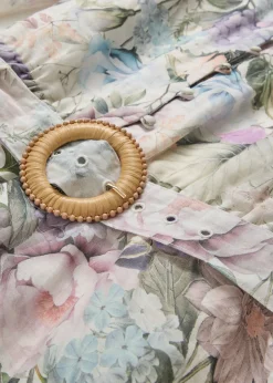 Vestido midi de ramio (conjunto de 2 piezas con cinturón)