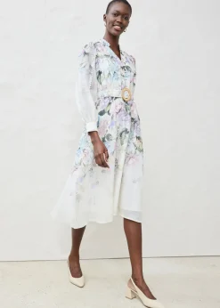 Vestido midi de ramio (conjunto de 2 piezas con cinturón)
