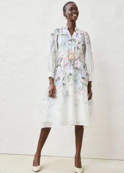 Vestido midi de ramio (conjunto de 2 piezas con cinturón)