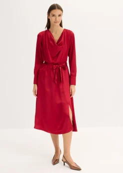 Vestido midi de satén brillante