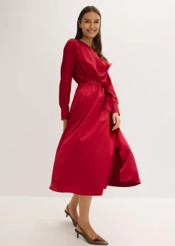 Vestido midi de satén brillante