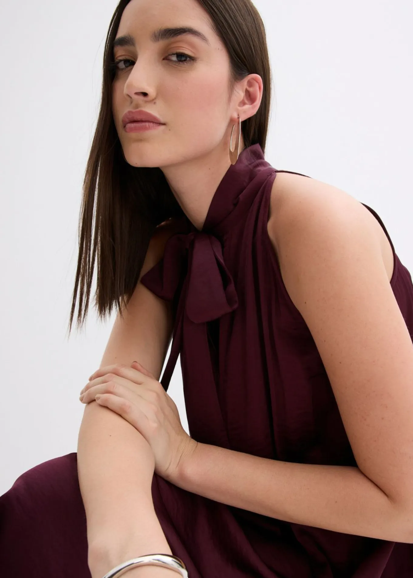 Vestido midi de satén de mezcla de viscosa