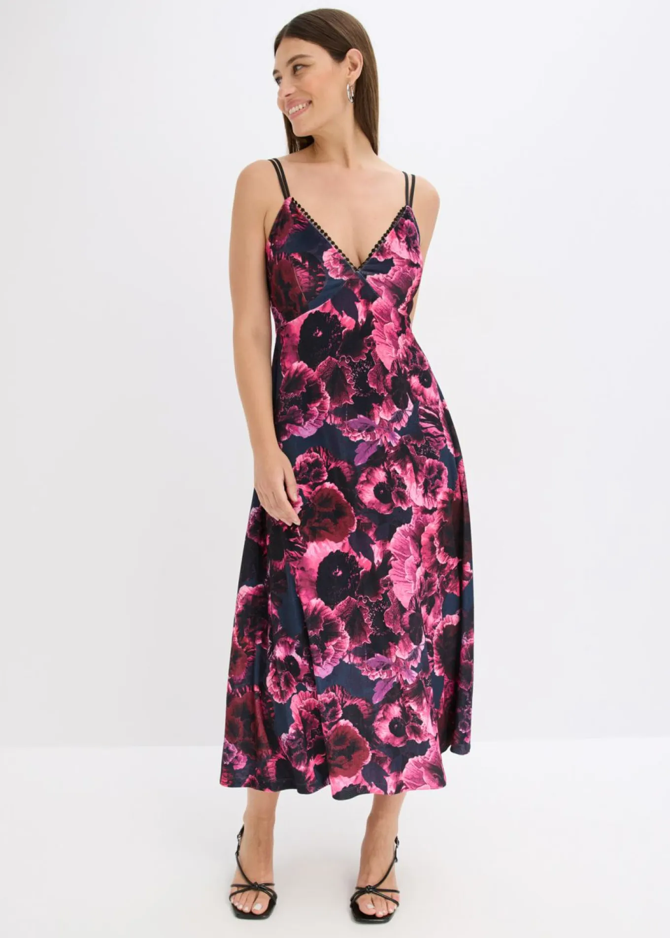 Vestido midi de terciopelo brillante
