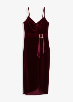 Vestido midi de terciopelo suave y tirantes finos