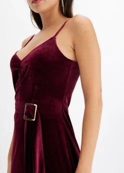Vestido midi de terciopelo suave y tirantes finos