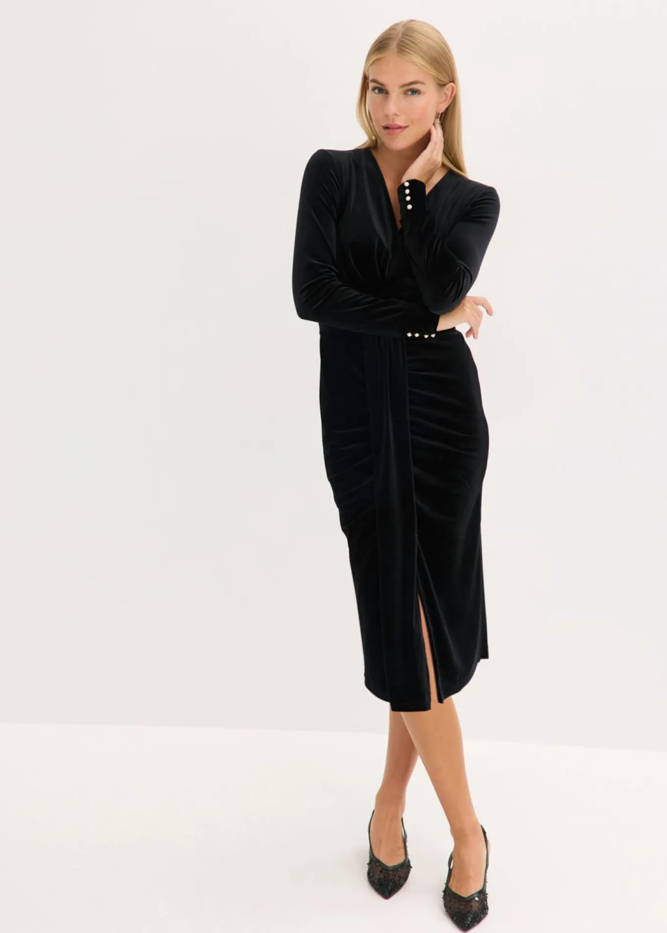 Vestido midi de terciopelo fluido