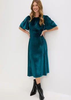 Vestido midi de terciopelo suave