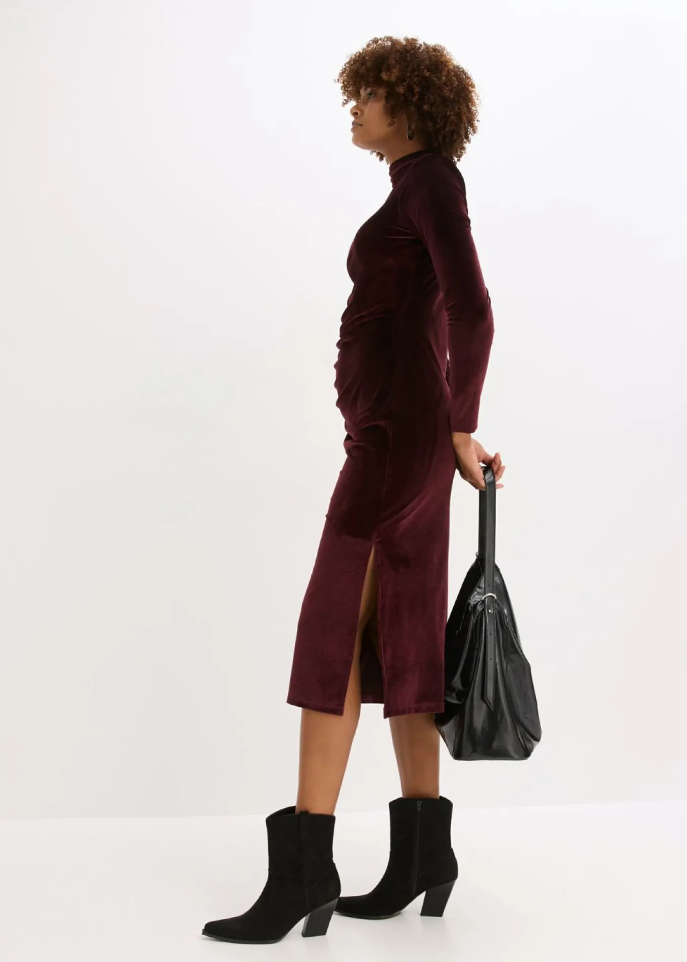 Vestido midi de terciopelo suave