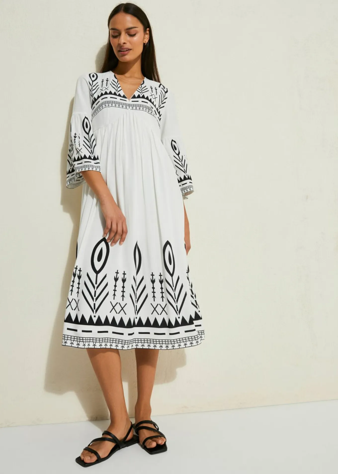 Vestido midi de viscosa fluida