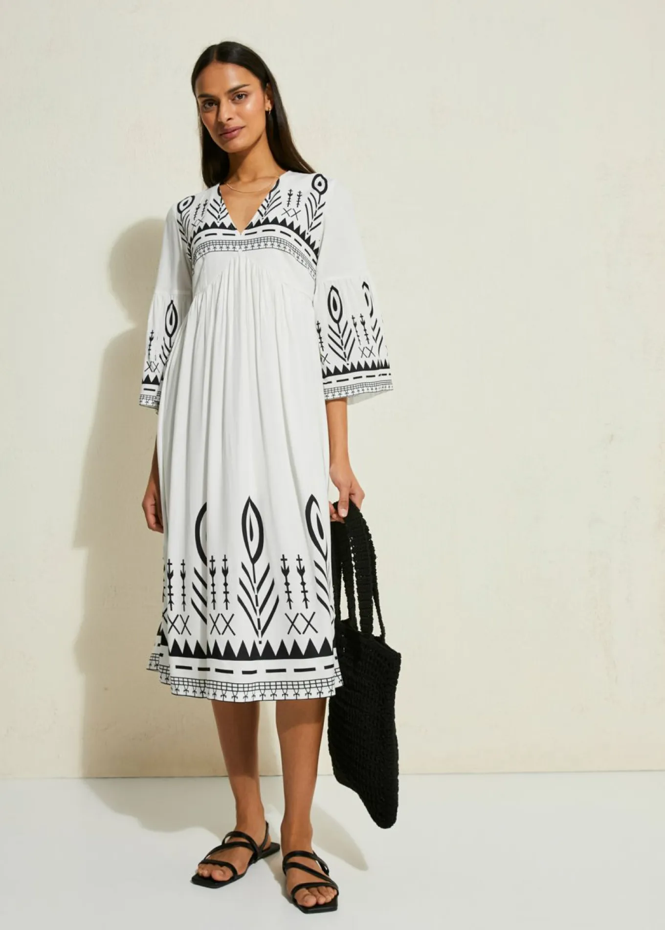 Vestido midi de viscosa fluida