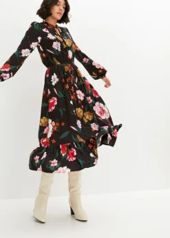 Vestido midi de viscosa fluida