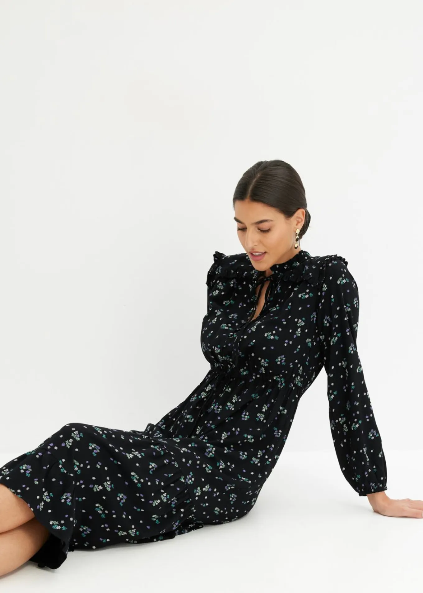 Vestido midi de viscosa pura