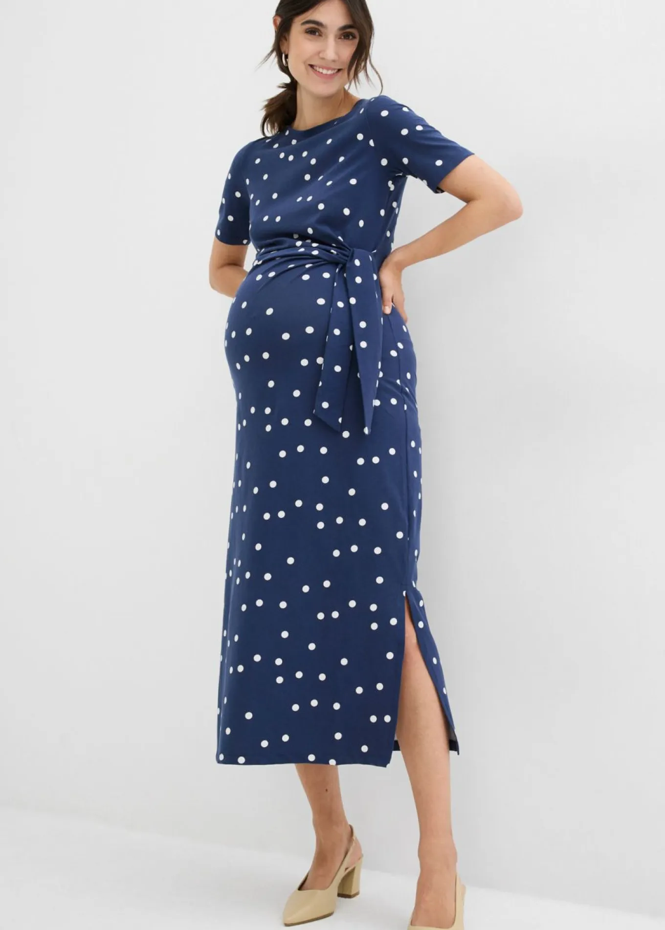 Vestido midi premamá de punto de algodón orgánico