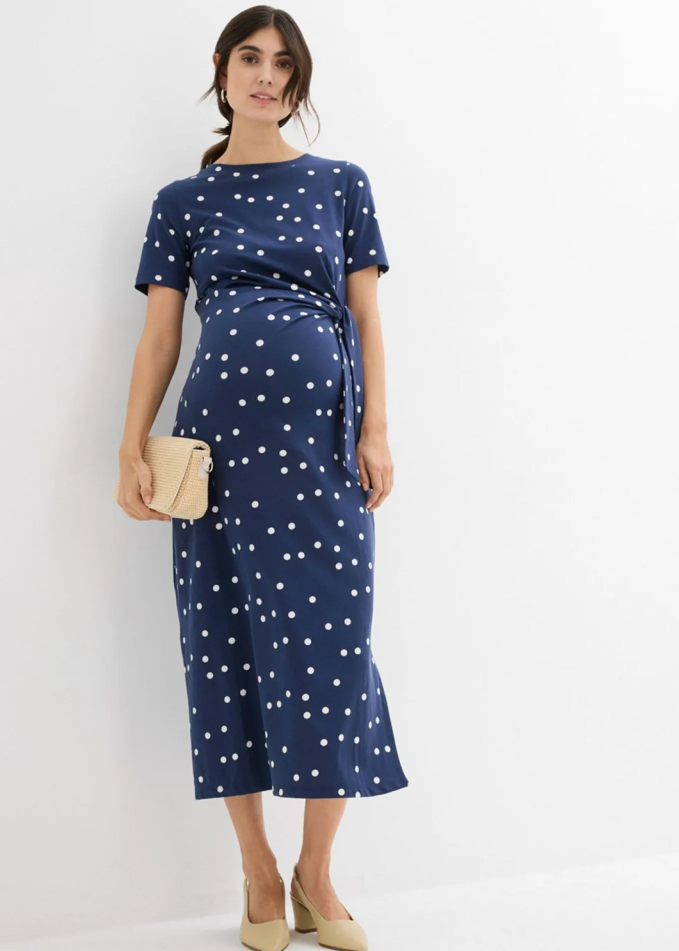 Vestido midi premamá de punto de algodón orgánico