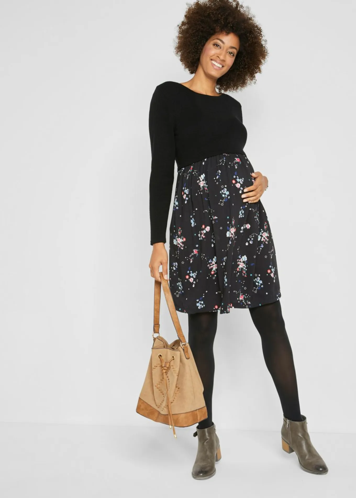 Vestido premamá de punto y viscosa