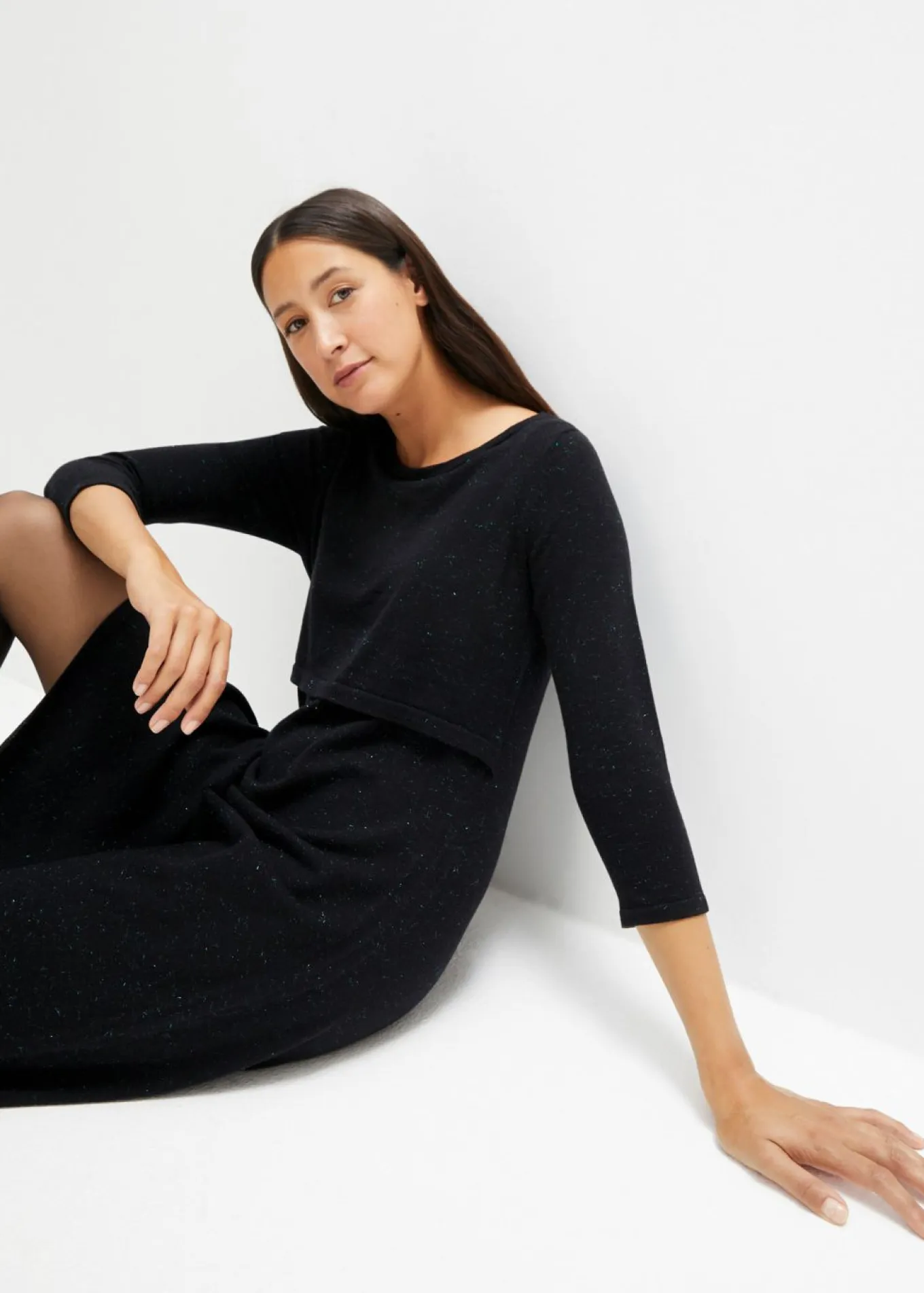Vestido premamá y de lactancia 2 en 1 con hilo brillante