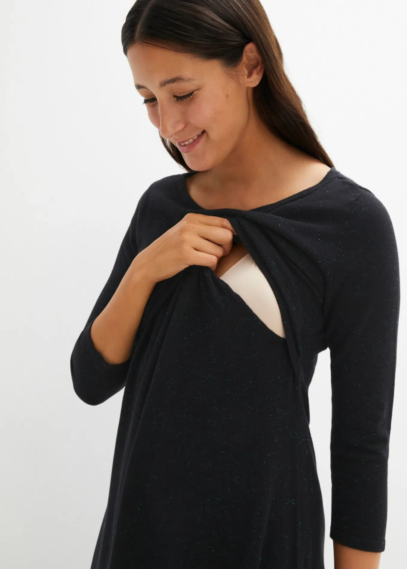 Vestido premamá y de lactancia 2 en 1 con hilo brillante