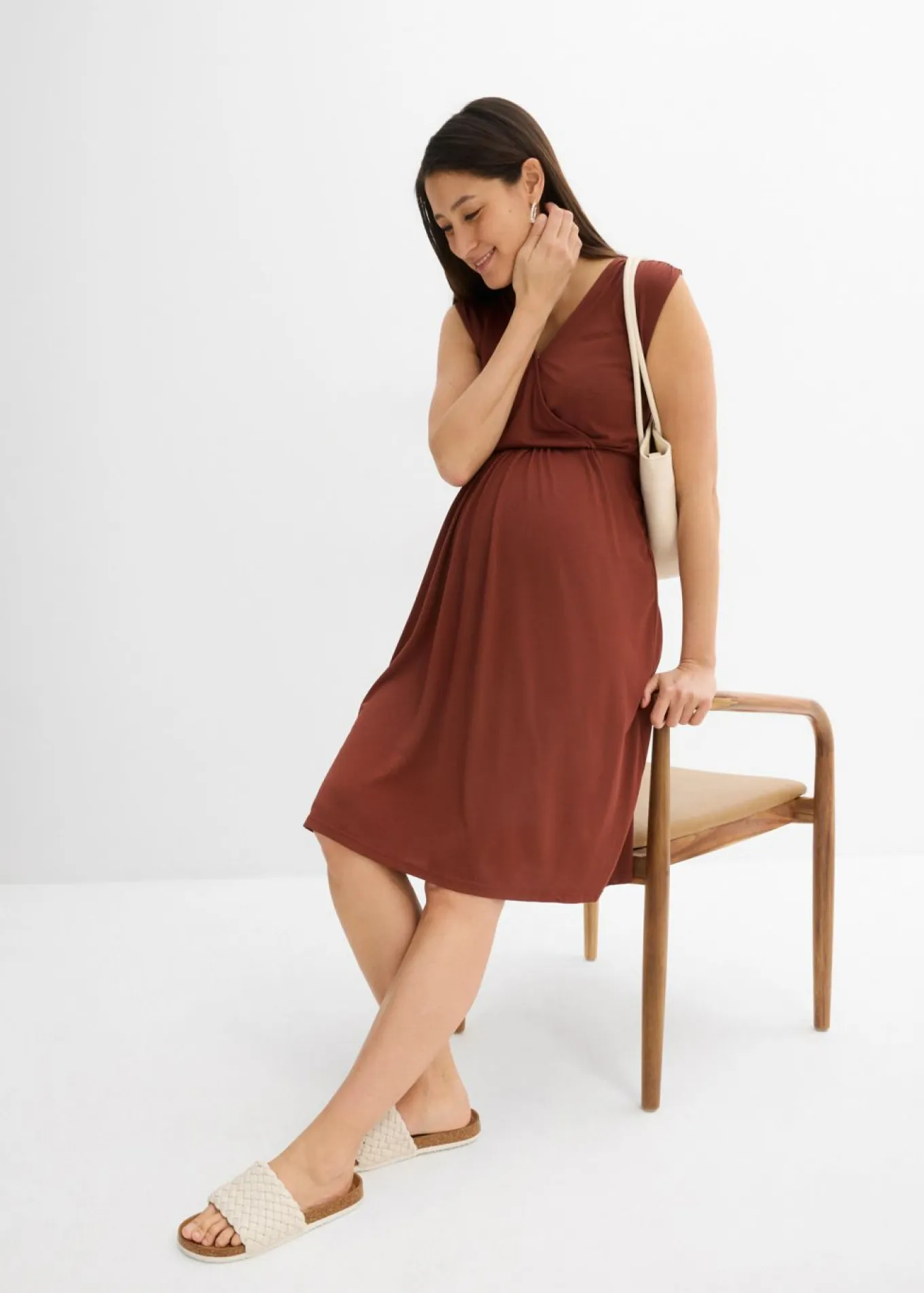 Vestido premamá/de lactancia 2 en 1 de mezcla suave de modal