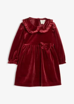 Vestido tipo body de terciopelo con cuello babero y lazo