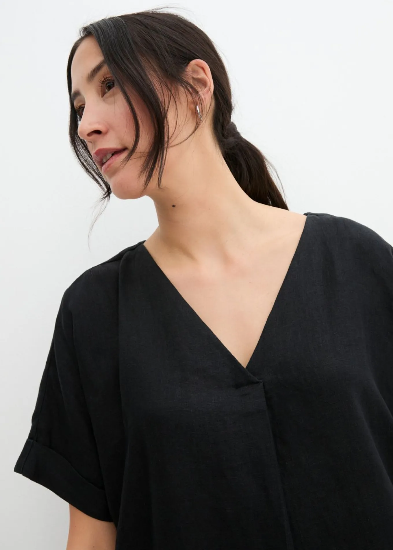 Vestido tipo caftán de lino puro