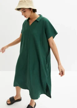 Vestido tipo caftán de mezcla ligera de viscosa y lino
