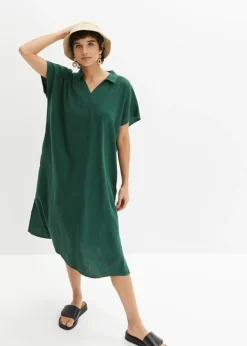 Vestido tipo caftán de mezcla ligera de viscosa y lino