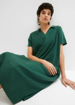 Vestido tipo caftán de mezcla ligera de viscosa y lino