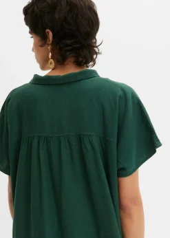 Vestido tipo caftán de mezcla ligera de viscosa y lino