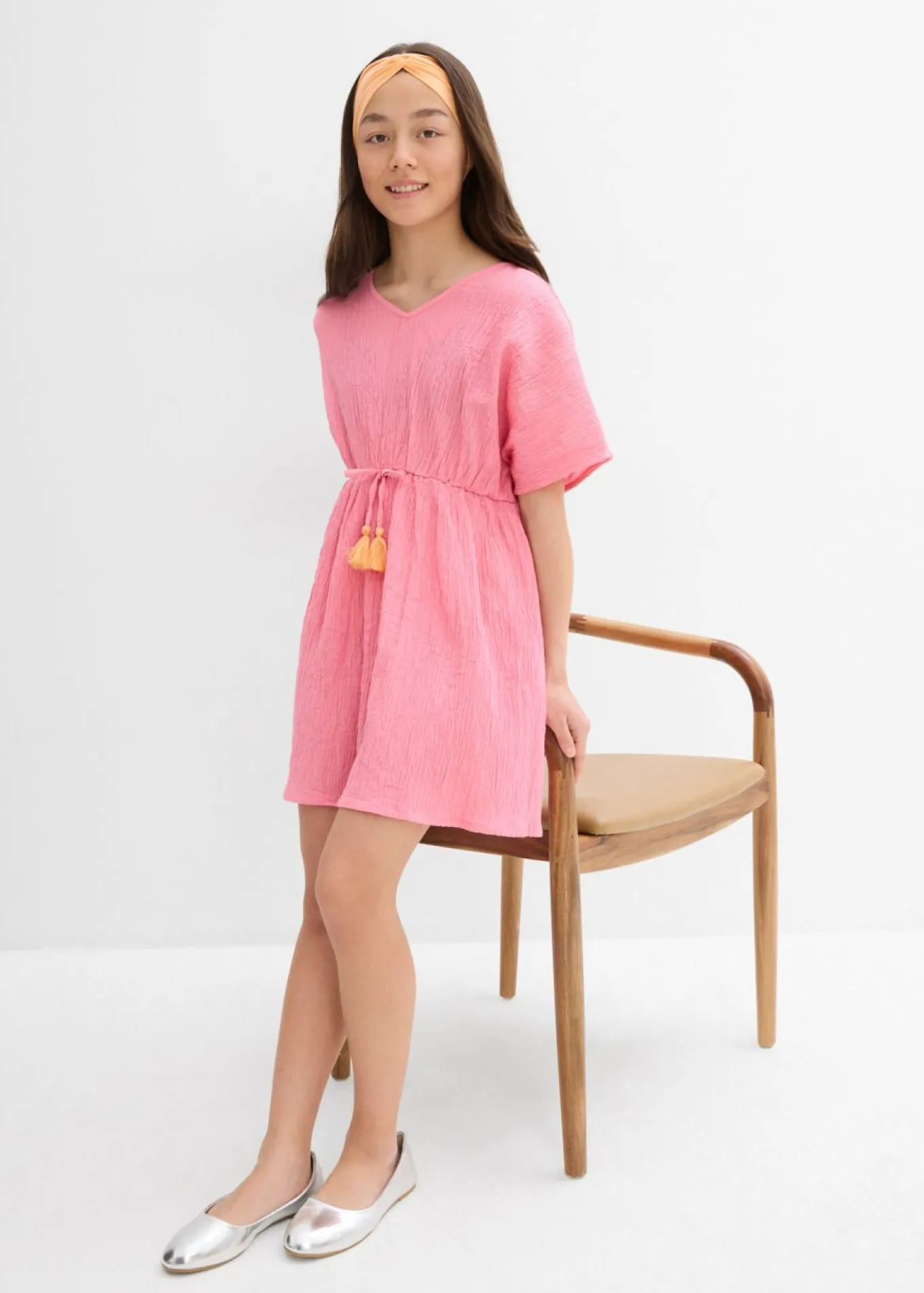 Vestido tipo caftán de tejido arrugado estructurado