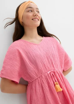 Vestido tipo caftán de tejido arrugado estructurado