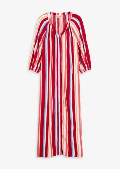 Vestido tipo caftán de viscosa estructurada de rayas